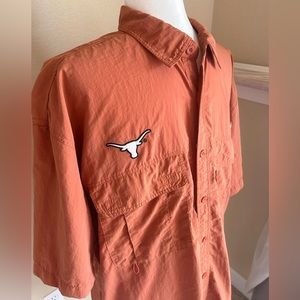 Chiliwear Mens Shirt Texas Longhorns Button Distressed Burnt Orange embroidered